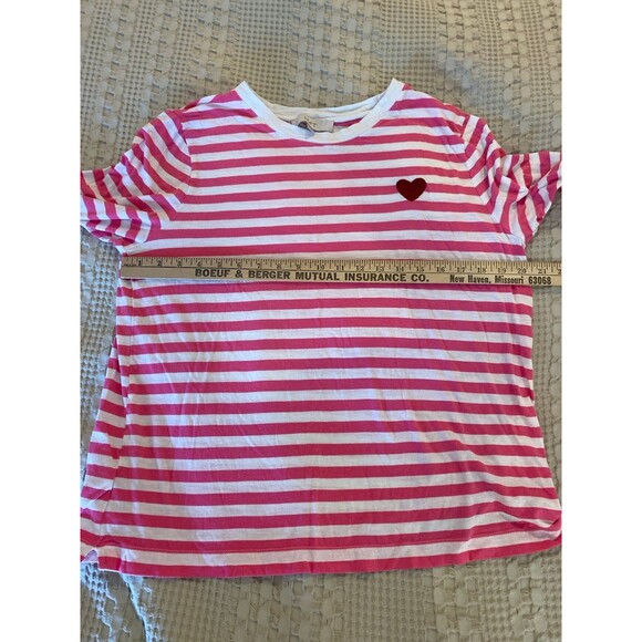 Loft Long Sleeve T Shirt Size XL Top Pink White Stripes 100% Cotton + Stretch - Picture 7 of 9